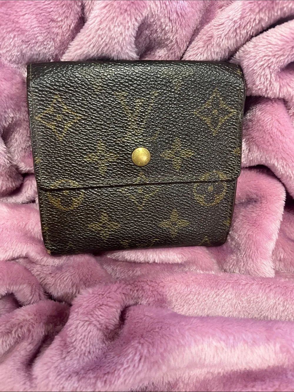Louis Vuitton Brown Monogram Folding Wallet with Gold Snap
